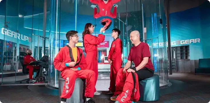 Guests preparing for an indoor skydiving session at iFLY